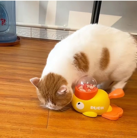 Duck-Shaped Interactive Cat Treat Dispenser Durable Plastic Training dog Toy