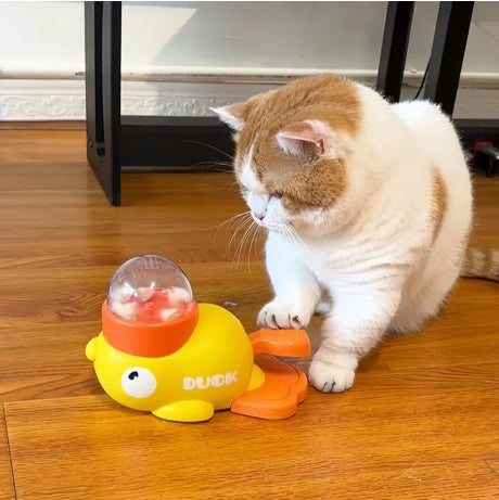 Duck-Shaped Interactive Cat Treat Dispenser Durable Plastic Training dog Toy