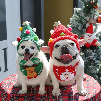 Christmas Pet Hat Cute Antlers Saliva Towel for Dog Cat Dress Up Supplies Lovely Design Autumn Winter Clothes Pet Accessory