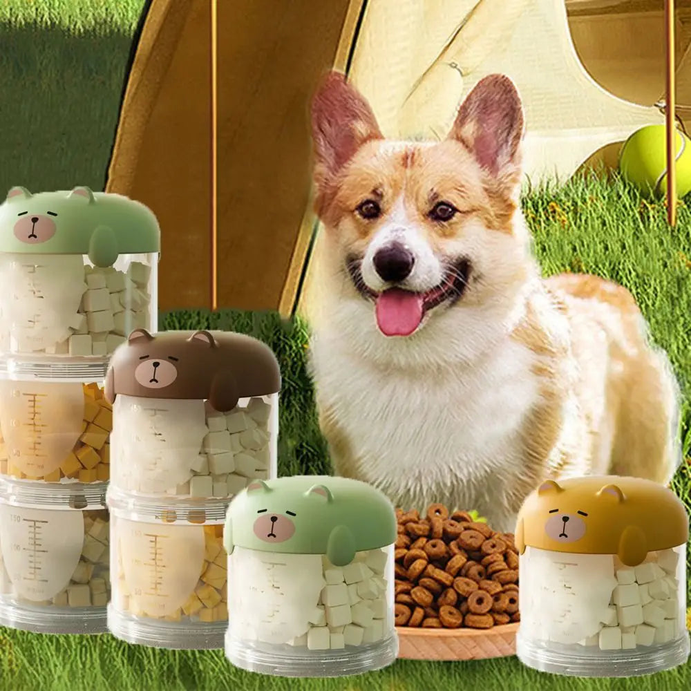 Multifunctional Plastic Multi-Layer Cat Food Box Sealed Cute Dog Snacks Storage