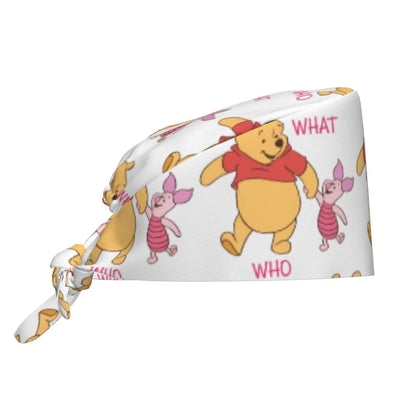 Pink Winnie The Pooh Scrub Caps Vintage Tigger Piglet Tooth Check Surgicals Caps Unisex Pet Grooming Nursing Work Hats Cap