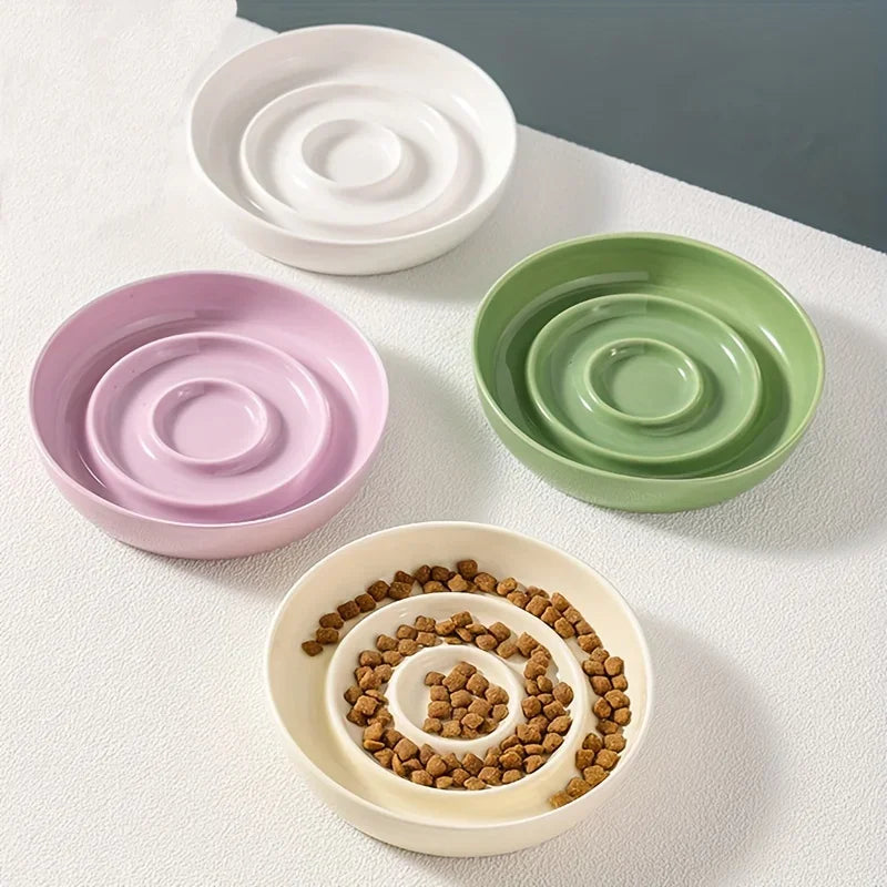New Ceramic Pet Slow-Food Bowls And Plates Anti-Knock Cat Food Bowls To Protect Cervical Shelf Retractable Dog Basin Pet Supplie