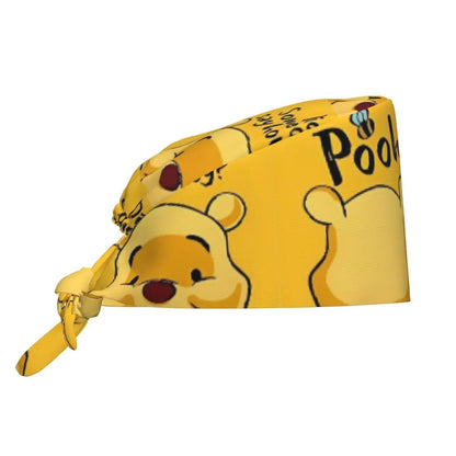 Pink Winnie The Pooh Scrub Caps Vintage Tigger Piglet Tooth Check Surgicals Caps Unisex Pet Grooming Nursing Work Hats Cap