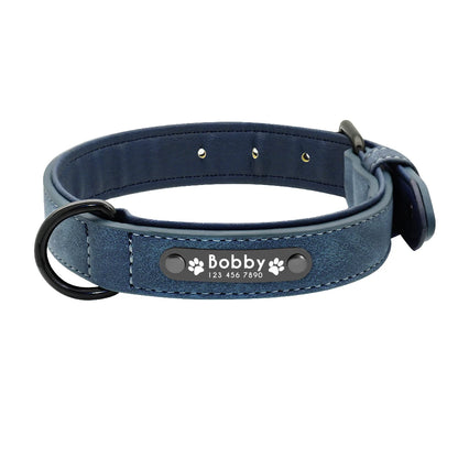 Luxury Personalized Dog Collar Set - Genuine Leather Padded Collar & Leash with Custom Name Engraving, Gift Box for S/M/L Dogs
