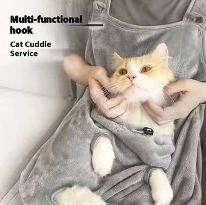 Anti-Fur Cat Lover Smock Wearable Kangaroo Pocket Cat Apron Durable Material Pet Grooming Accessories