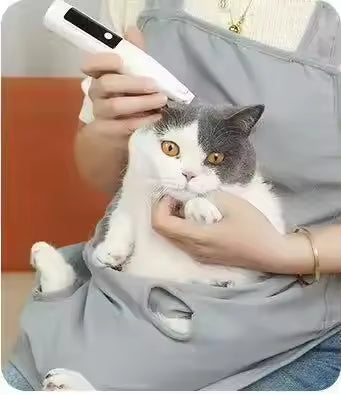 Anti-Fur Cat Lover Smock Wearable Kangaroo Pocket Cat Apron Durable Material Pet Grooming Accessories