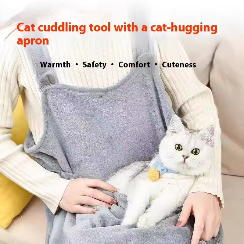 Anti-Fur Cat Lover Smock Wearable Kangaroo Pocket Cat Apron Durable Material Pet Grooming Accessories