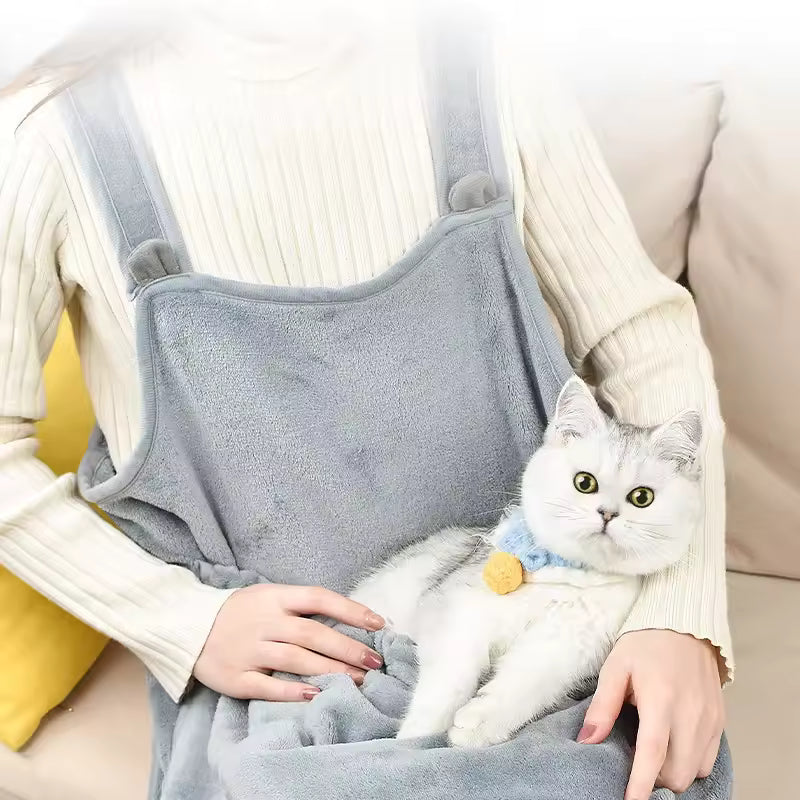 Anti-Fur Cat Lover Smock Wearable Kangaroo Pocket Cat Apron Durable Material Pet Grooming Accessories