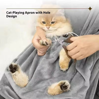 Anti-Fur Cat Lover Smock Wearable Kangaroo Pocket Cat Apron Durable Material Pet Grooming Accessories