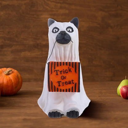 Trick Or Treat Resin Halloween Dog Elf Candy Bowl