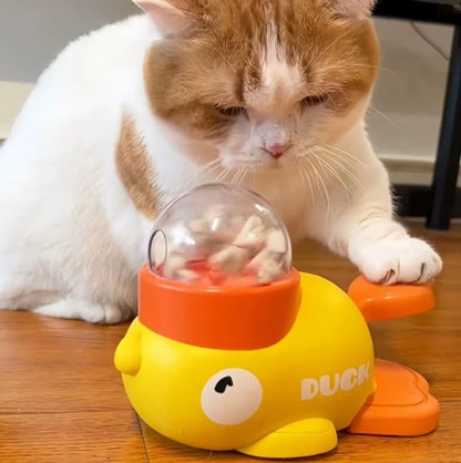Duck-Shaped Interactive Cat Treat Dispenser Durable Plastic Training dog Toy