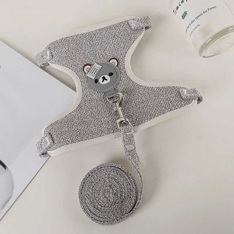 Dog Leash Cute Vest for Small Pets Kittens Undershirt Type Breathable Adjustable Chest Harness Outdoor Walking Pet Supplies