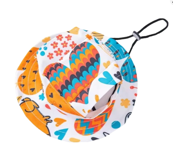 Fashion Adjustable Cat Fisherman Hat Ear Exposed Breathable Pet Sun Hat Comfortable Dog Sunscreen Hat Beach Activities