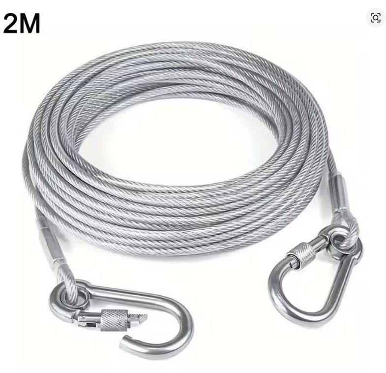 Double-Headed Dog Tie out Cable Leash with Metal Buckle Anti-Rust Steel Wire