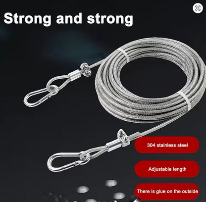 Double-Headed Dog Tie out Cable Leash with Metal Buckle Anti-Rust Steel Wire