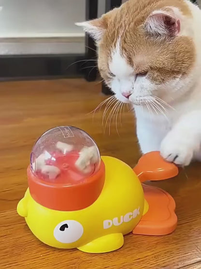 Duck-Shaped Interactive Cat Treat Dispenser Durable Plastic Training dog Toy